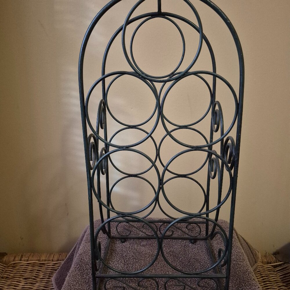 VINTAGE WROUGHT IRON WINE RACK (ARTHUR UMANOFF)